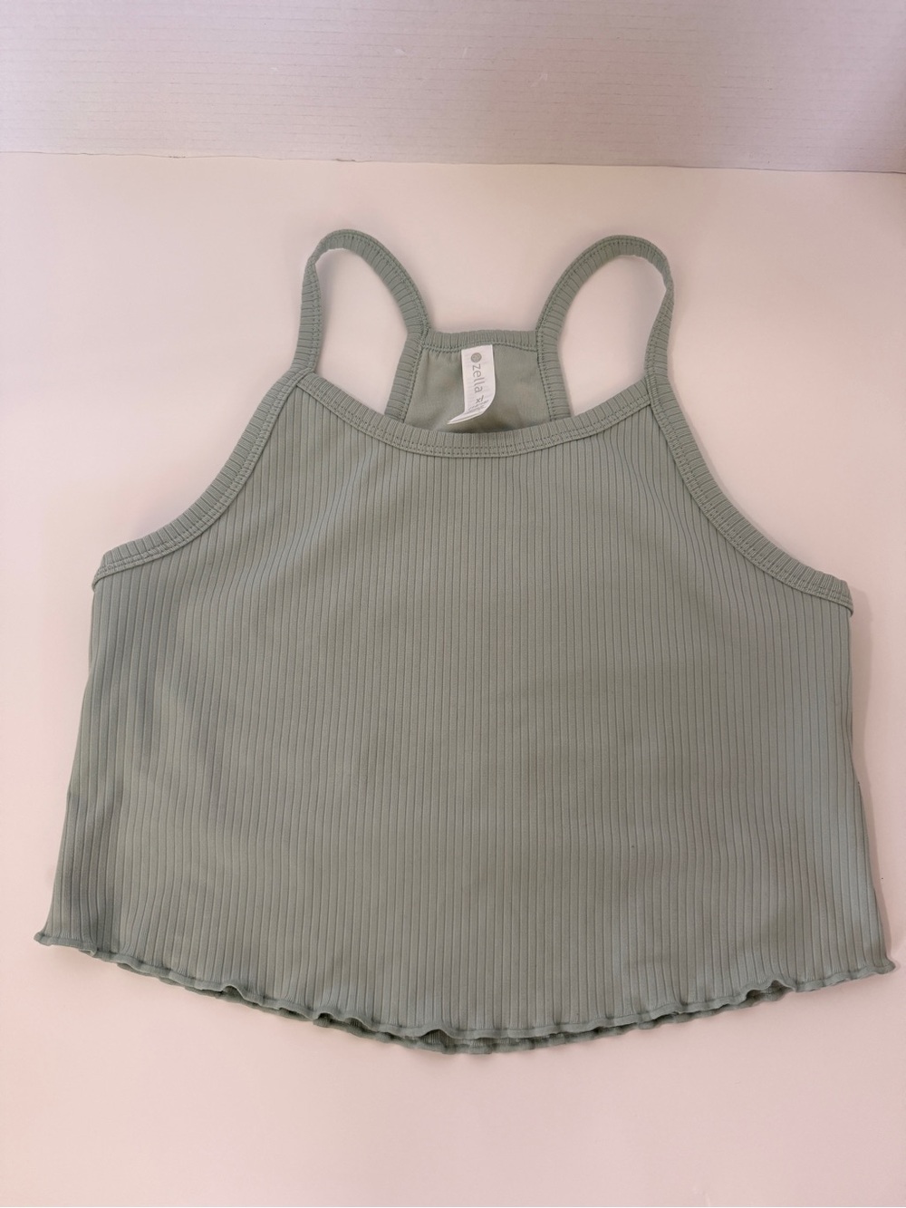 Zella Ribbed Sage Green Tank Top girls XL 14/16